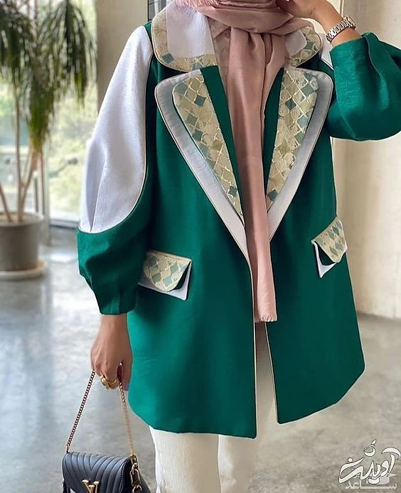 مدل مانتو مزونی به رنگ سبز ایرانی